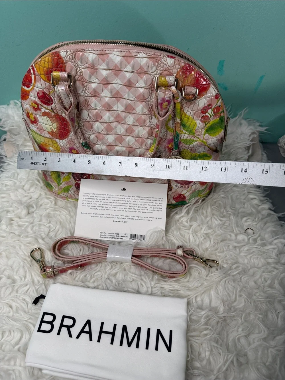 New Brahmin Georgina fruit Ombre salad Pink Floral Dome Satchel - Picture 10 of 17